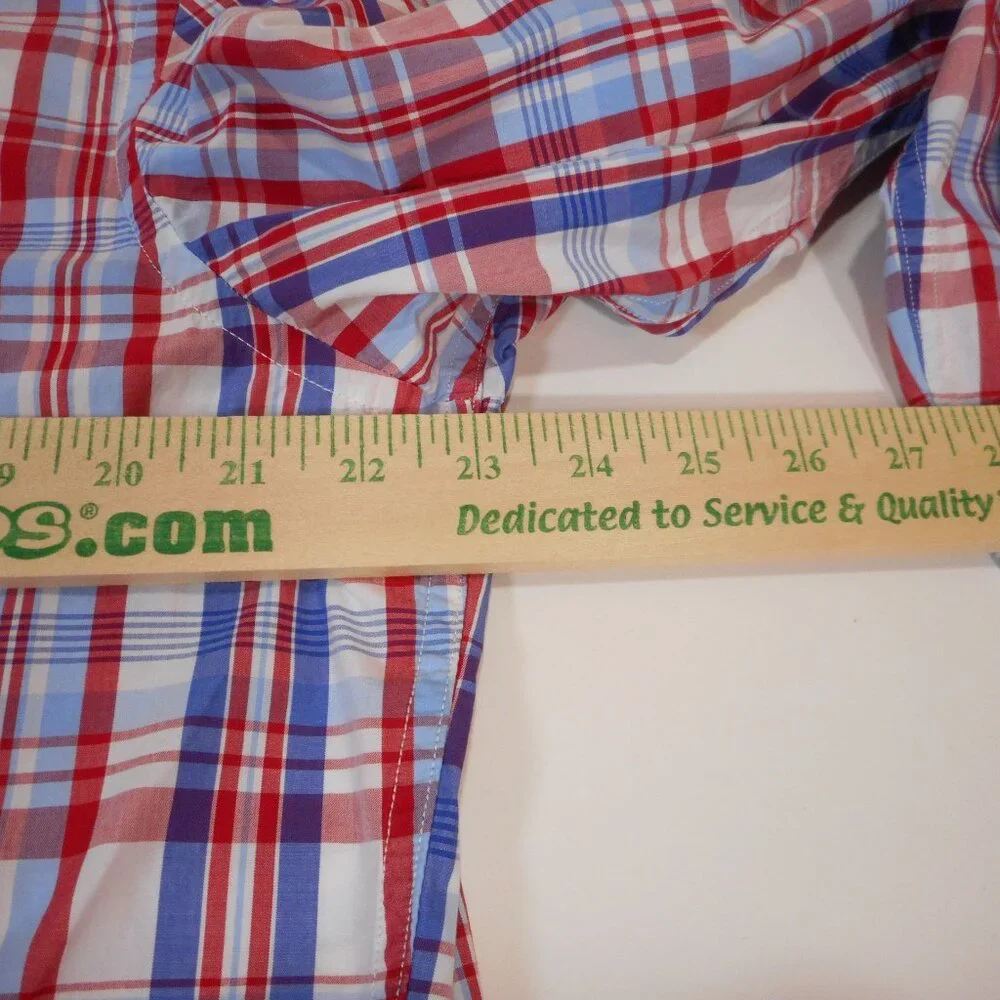 Banana Republic Men's L Plaid Button-up Shirt Red White Blue 4th of July Picnic